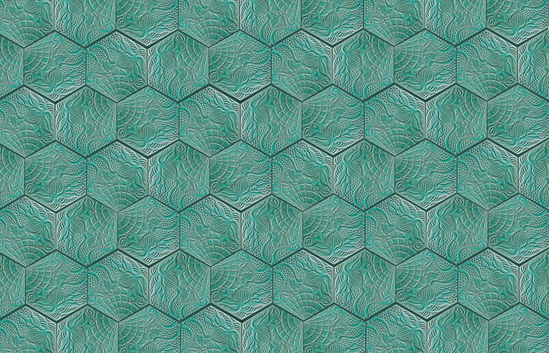 Alfombra vinílica verde Panot Gaudí - TenVinilo