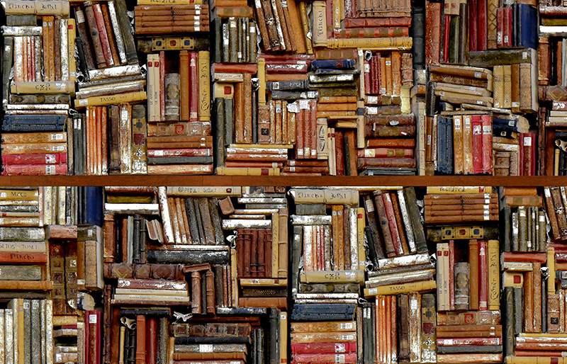 Alfombra vinílica vintage libros apilados - TenVinilo