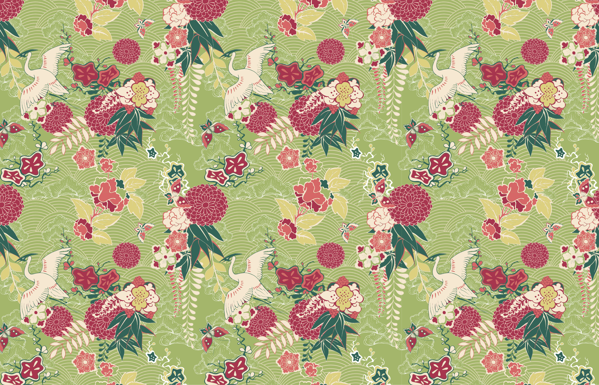 Alfombra chinoiserie imitación seda oriental - TenVinilo