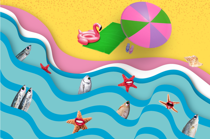 Alfombra vinilo baño moderna playa Kitsch - TenVinilo