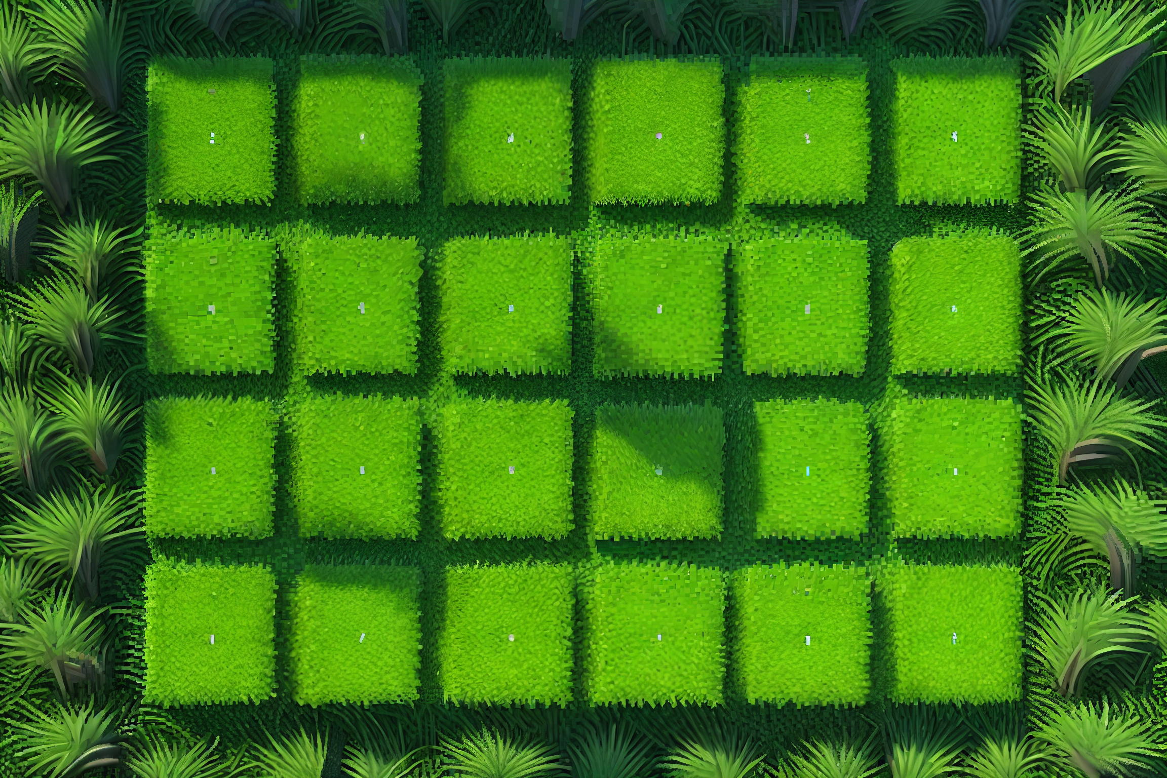 Alfombra vinilo naturaleza Suelo cesped cubos - TenVinilo