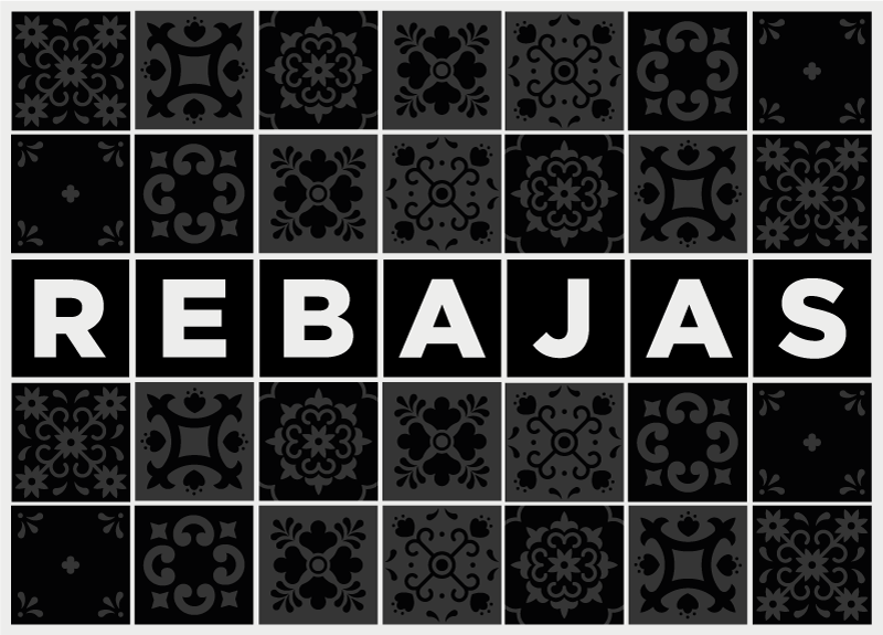 Alfombra vinilica rebajas negra patrón azulejos  - TenVinilo