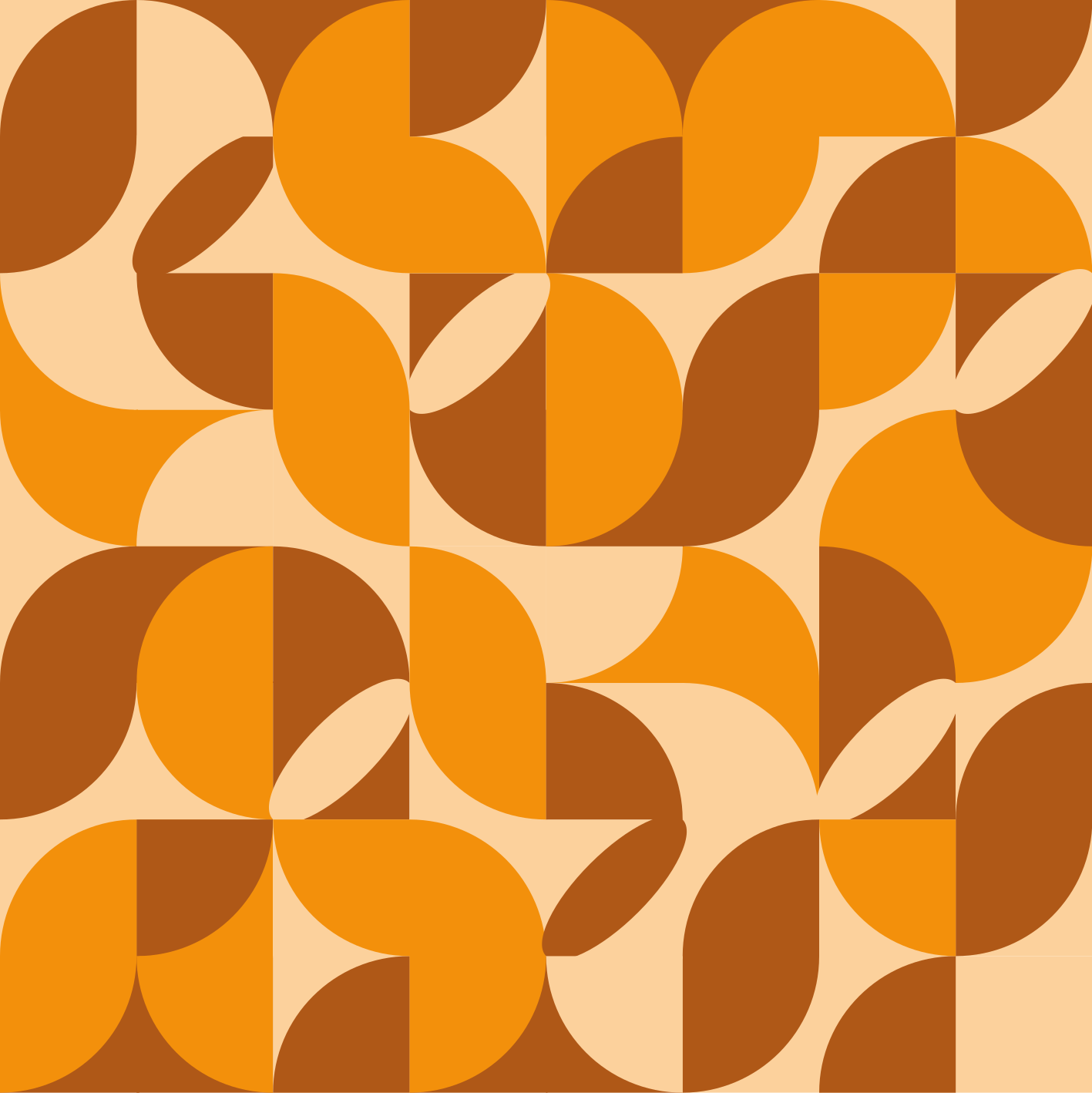 Alfombra vinilo salón patrón retro naranja - TenVinilo