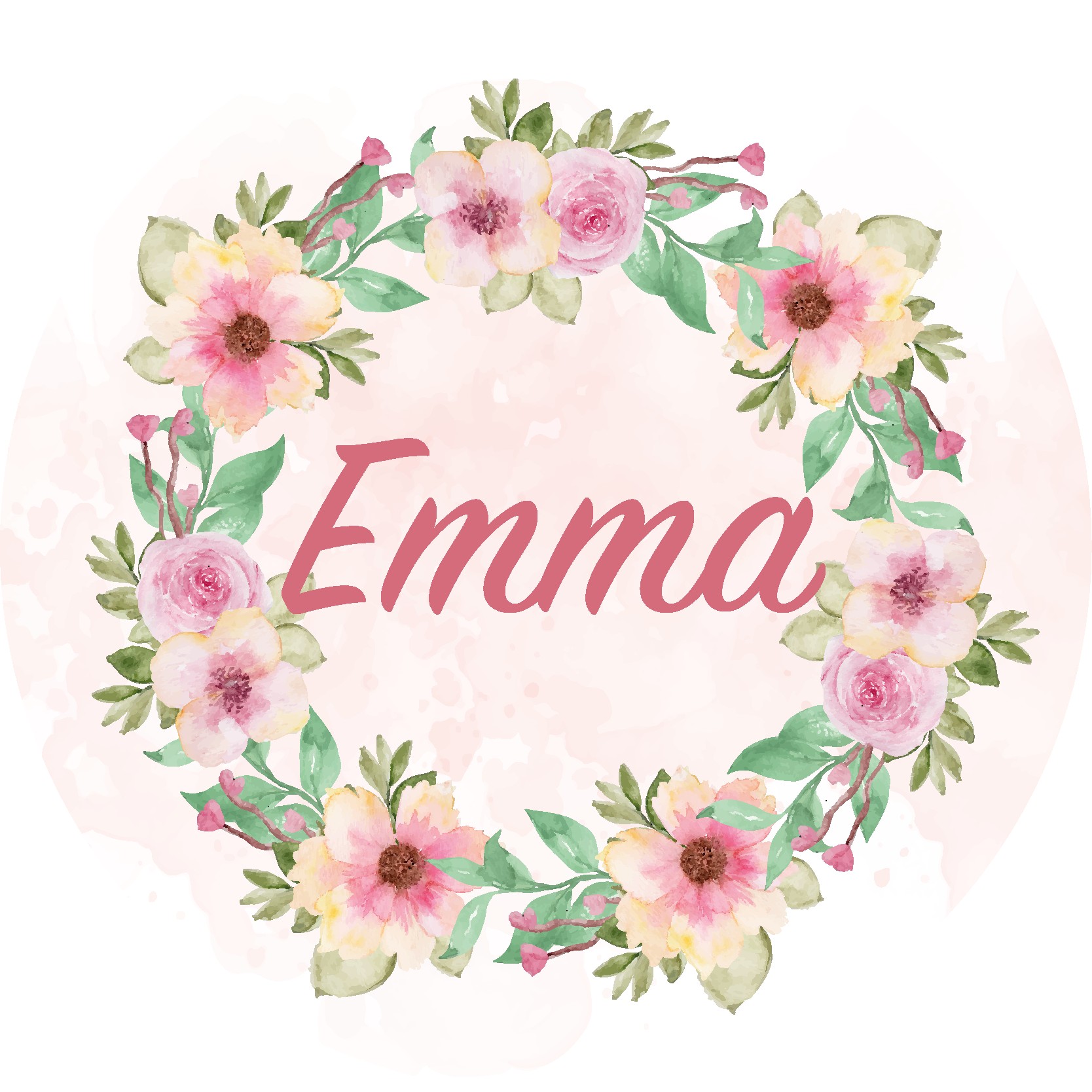 Alfombra vinílica flores corona con nombre - TenVinilo