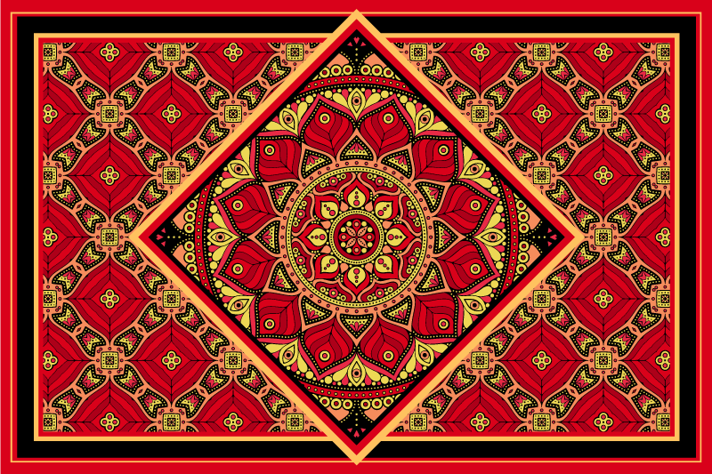 Alfombra vinílica roja diseño clásico ornamental - TenVinilo