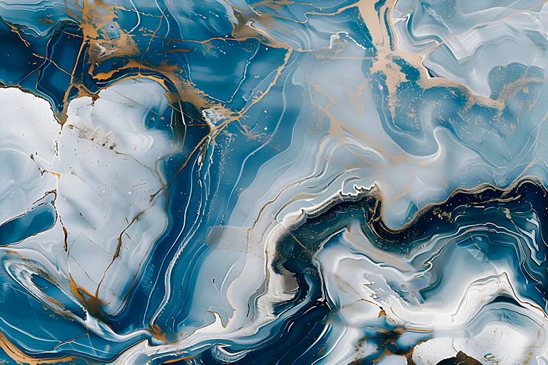 Alfombra vinílica efecto mármol azul marino y blanco - TenVinilo