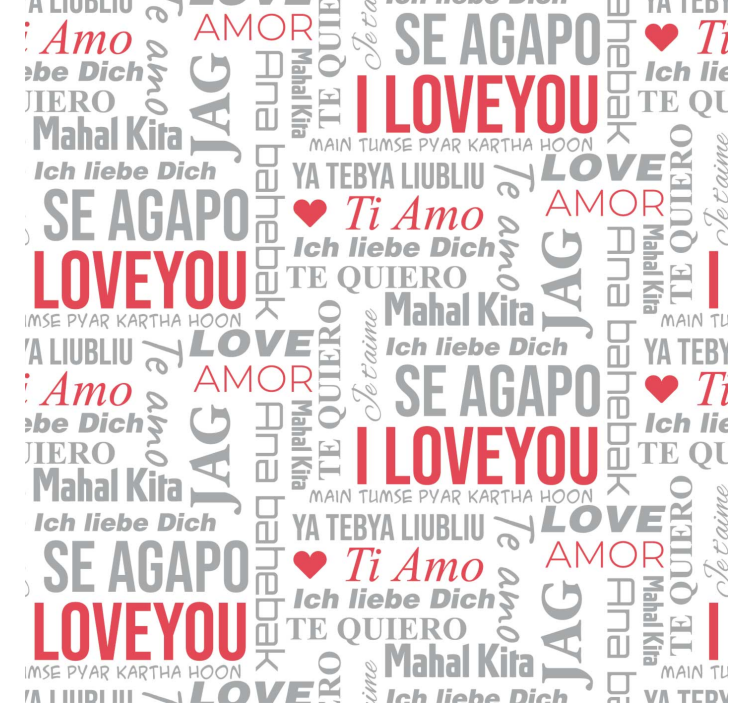 Papel pintado letras i love you diferentes idiomas - TenVinilo