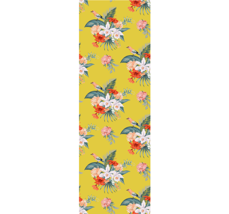 Papel pintado flores ramo sobre fondo amarillo - TenVinilo