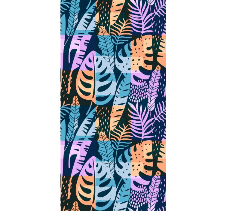Papel pintado hojas arte de colores tropicales - TenVinilo