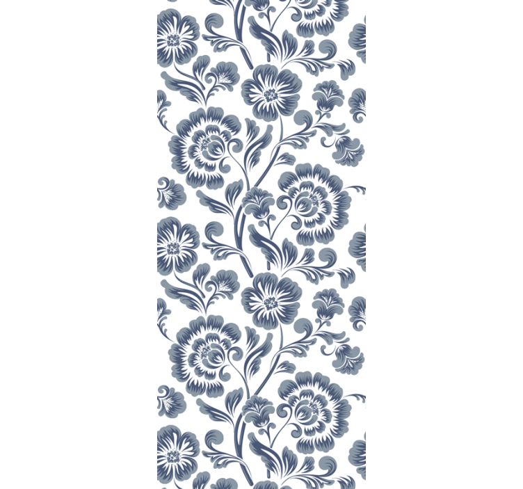 Papel pintado floral estampado elegante azul marino - TenVinilo