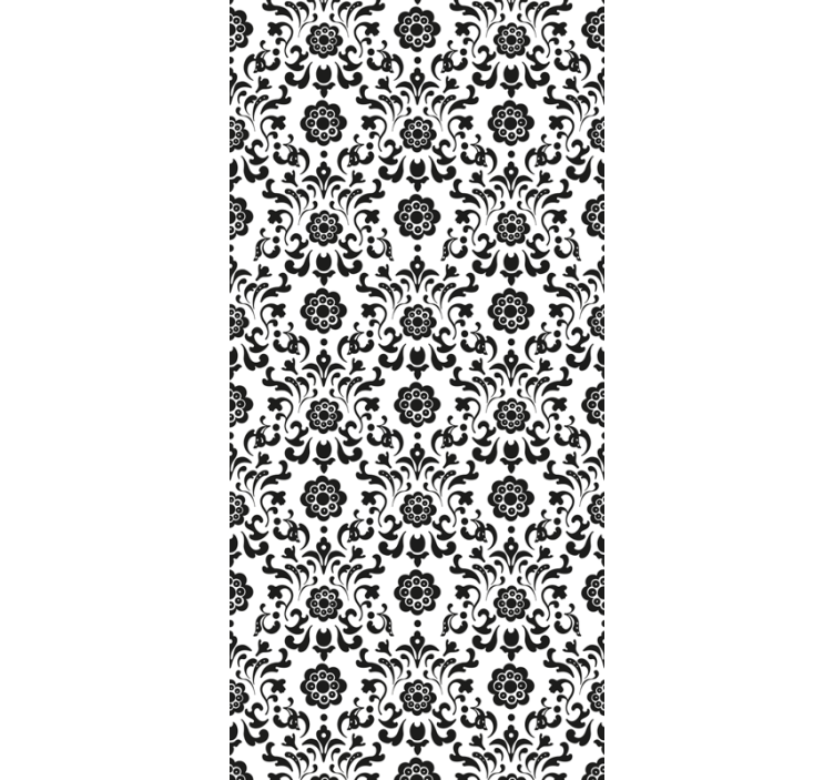 Papel pintado floral clásico blanco y negro - TenVinilo