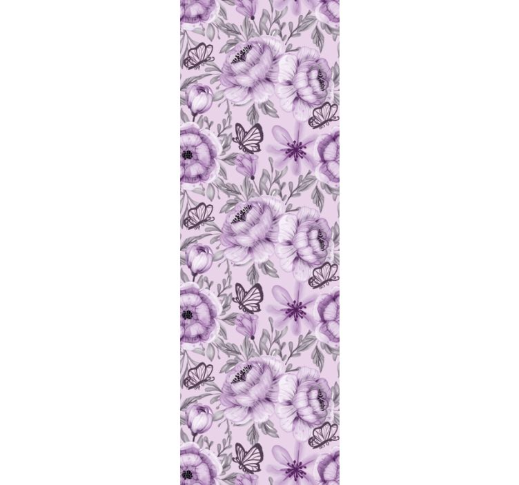 Papel pintado flores arreglo de mariposas florales - TenVinilo