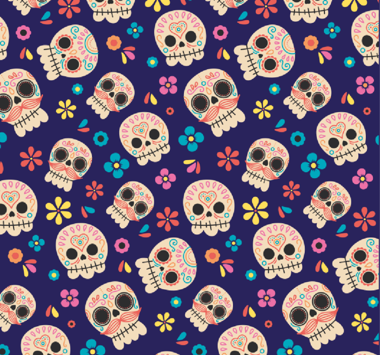 Papel pintado Halloween patrón de calavera colorido - TenVinilo