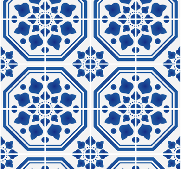 Papel pintado azulejos hidráulicos azules - TenVinilo