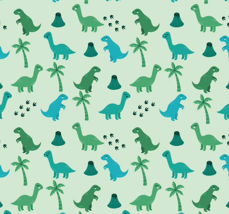 Papel pintado dinosaurios motivo verde y azul - TenVinilo