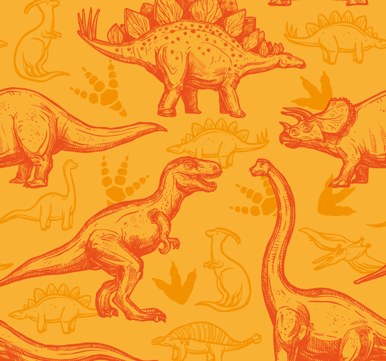 Papel pintado dinosaurios motivo naranja - TenVinilo