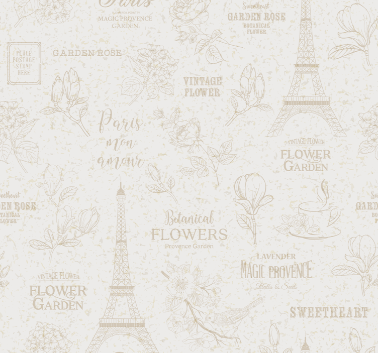 Papel pintado ornamental bosquejo floral de parís - TenVinilo