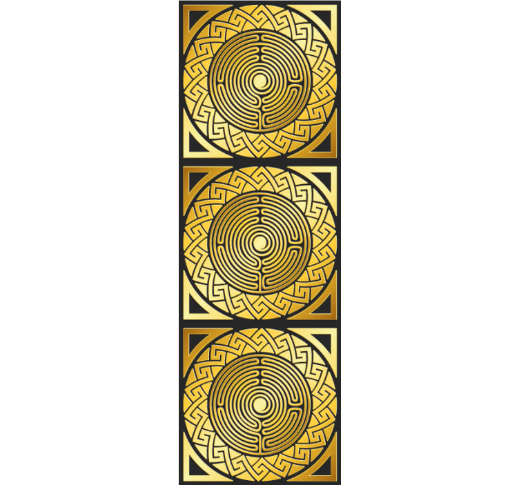 Papel pintado amarillo simetría laberíntica - TenVinilo