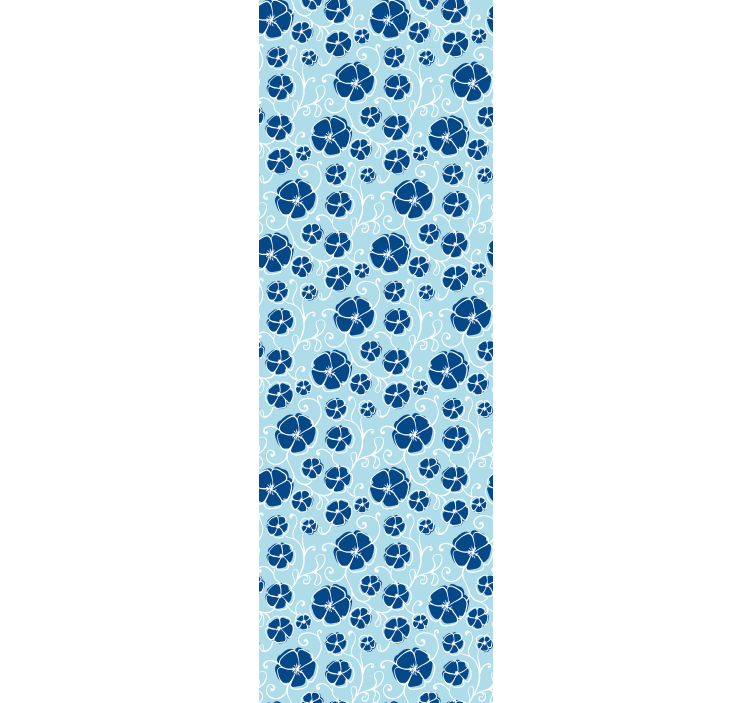 Papel pintado floral azulejos florales azules - TenVinilo