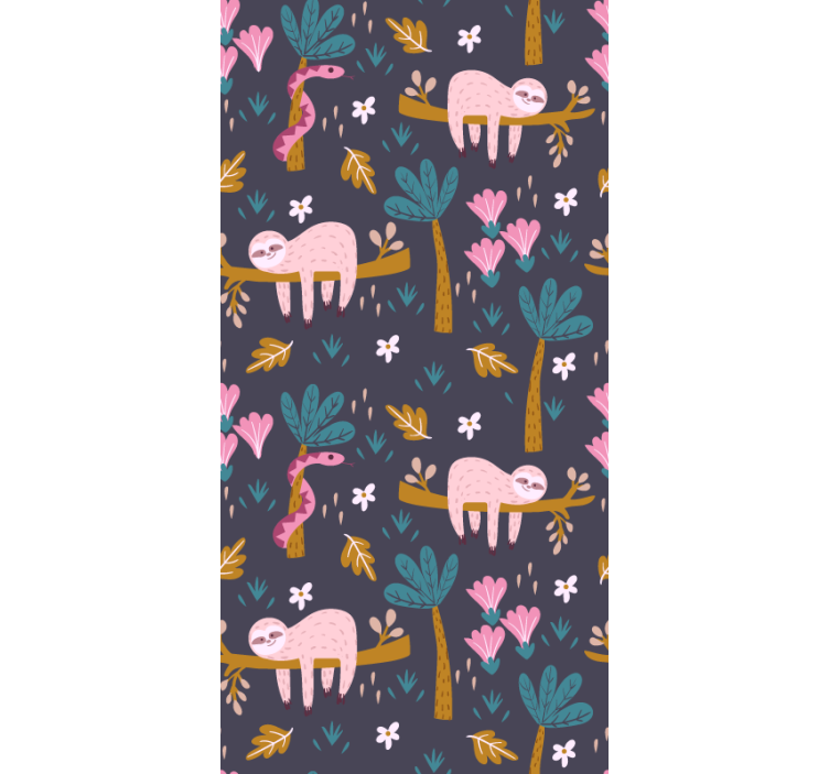 Papel pintado animales perezosos rosados - TenVinilo