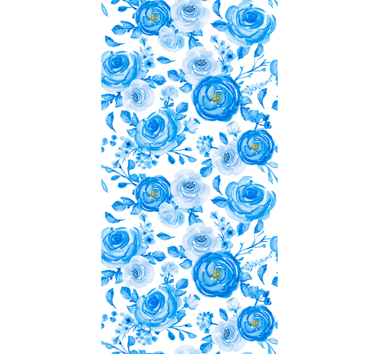 Papel pintado flores patrón de rosa azul - TenVinilo