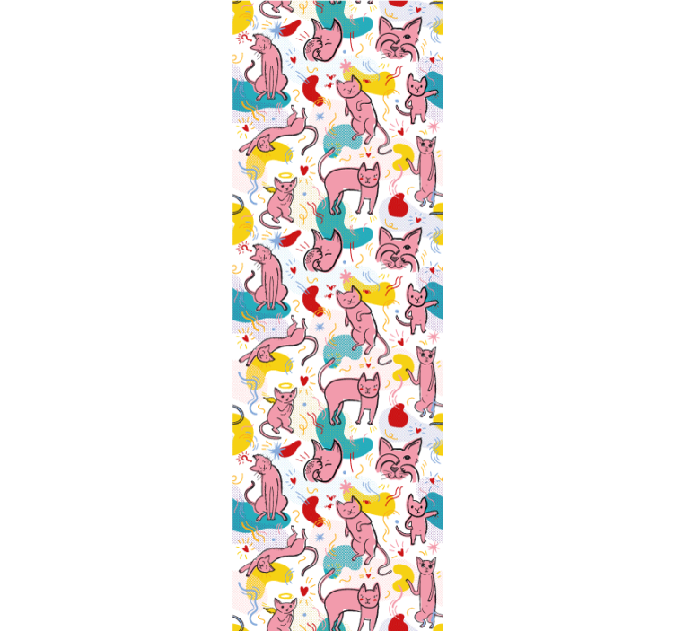 Papel pintado gatos patrones felinos juguetones - TenVinilo