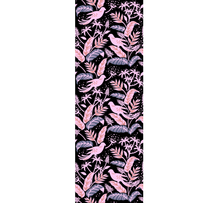 Papel pintado ornamental pájaros armonía floral - TenVinilo