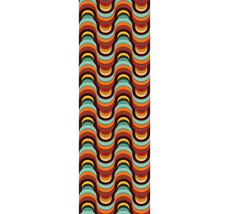 Papel pintado geométrico patrón ondulado retro - TenVinilo