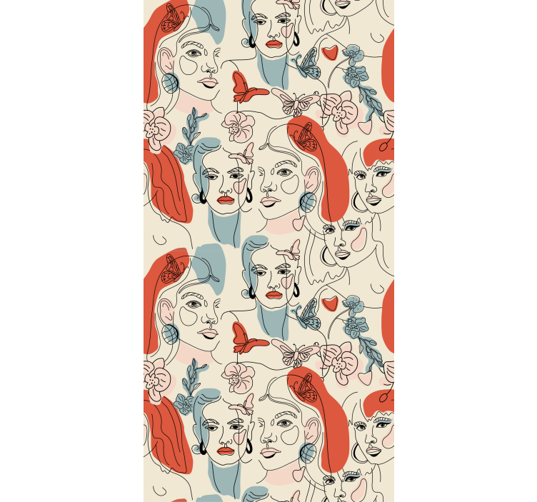 Papel pintado de arte estilo lineal femenino - TenVinilo