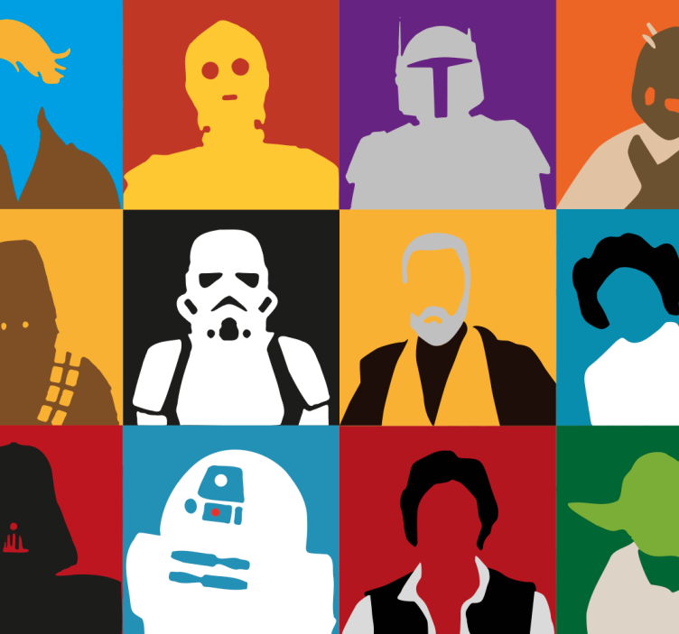 Papel pintado juvenil Patrón de iconos de estrellas de colores - TenVinilo