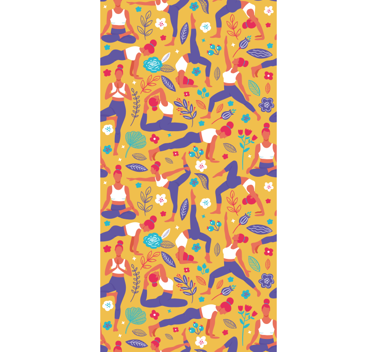 Papel pintado de arte patrón de posturas de yoga - TenVinilo