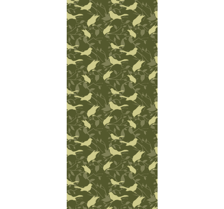 Papel pintado pájaros patrón simple verde - TenVinilo