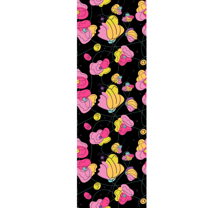 Papel pintado flores composición abstracta negra - TenVinilo