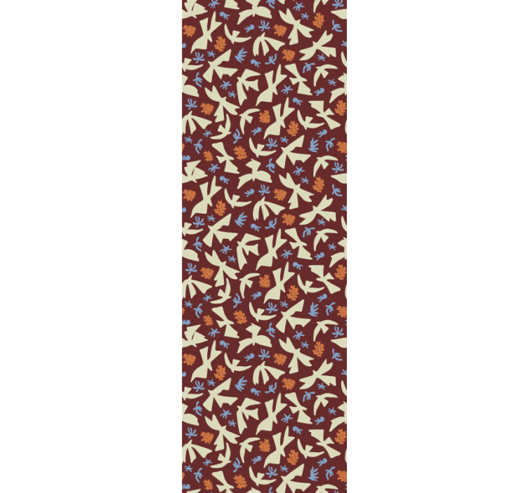 Papel pintado floral motivos naturales estilizados - TenVinilo