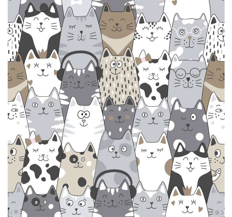 Papel pintado infantil gatos grises - TenVinilo