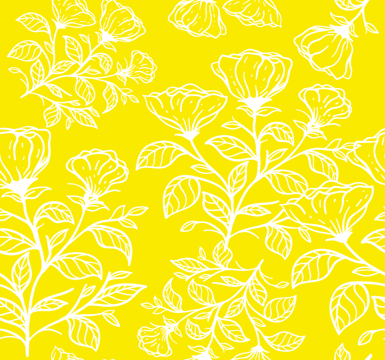 Papel pintado amarillo patrón flores - TenVinilo