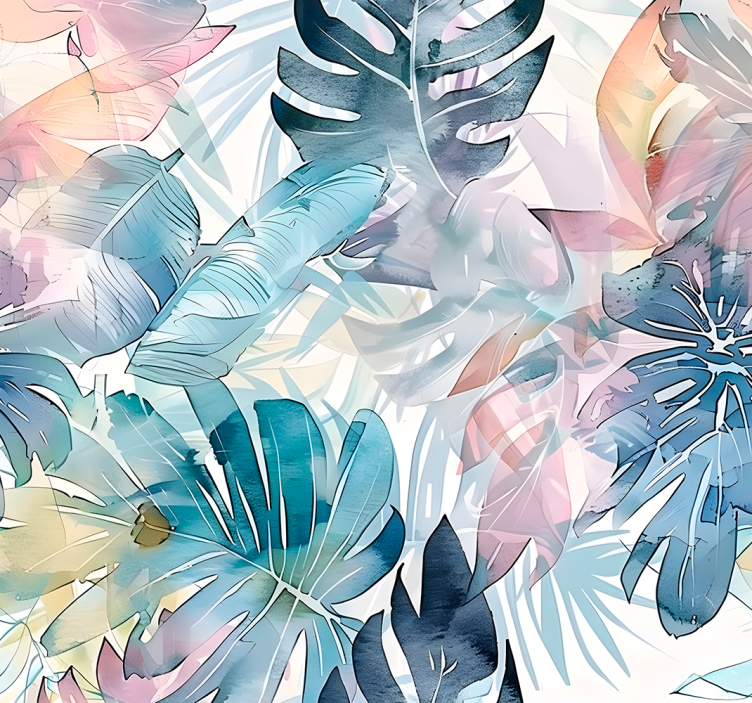 Papel decorativo grandes hojas dibujadas - TenVinilo