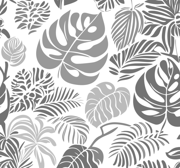 Papel pintado gris hojas de monstera - TenVinilo