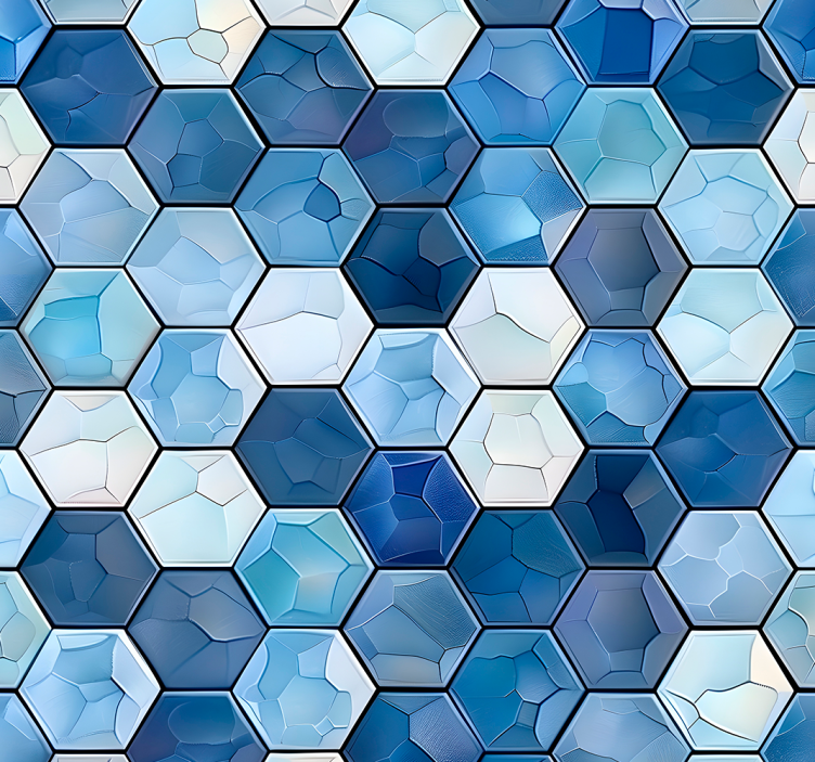 Papel pintado oficinas efecto azulejos azules - TenVinilo