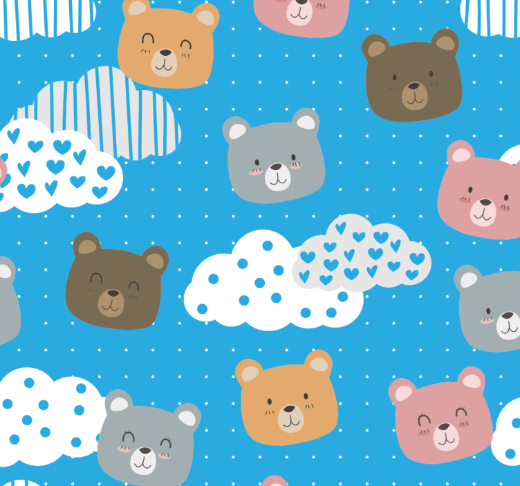 Papel pintado gatos patrón de paisaje de nubes de oso - TenVinilo