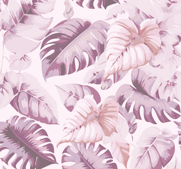 Papel pintado rosa grandes hojas tropicales - TenVinilo