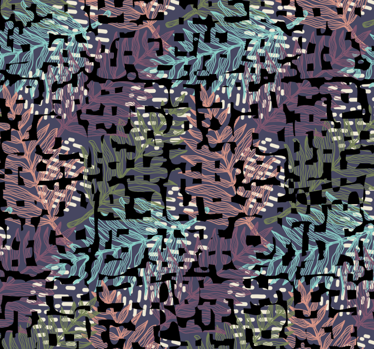 Papel pintado hojas patrón de follaje digital - TenVinilo