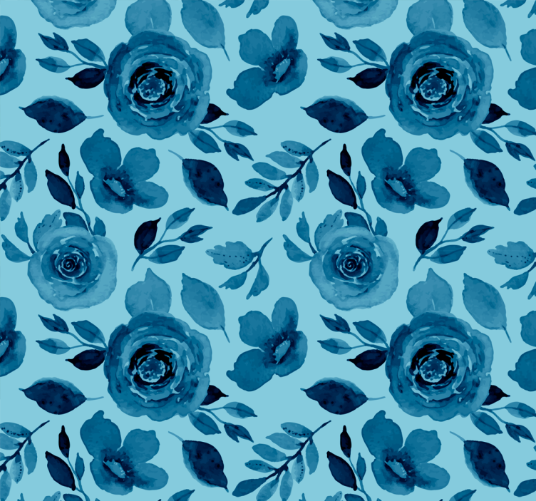 Papel pintado flores arreglo floral azul - TenVinilo