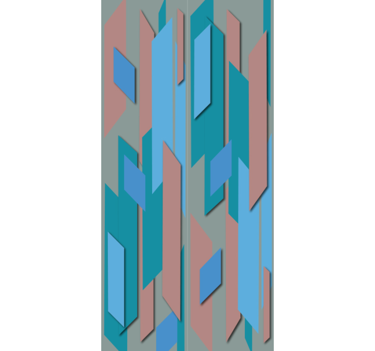 Papel pintado salón formas abstractas azules y rosas - TenVinilo