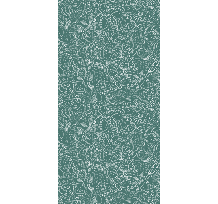 Papel pintado animales vida marina verde - TenVinilo