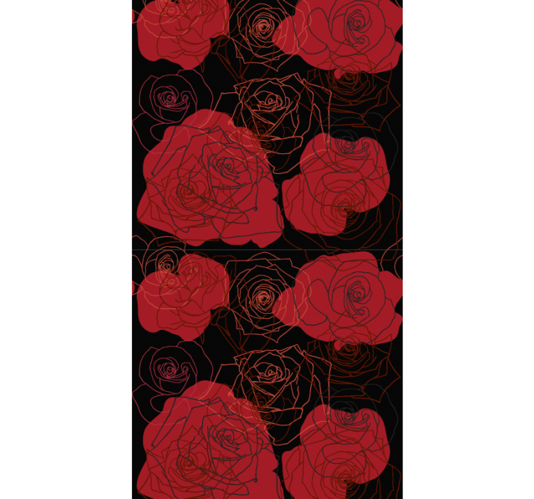 Papel pintado flores patrón de rosas rojas - TenVinilo