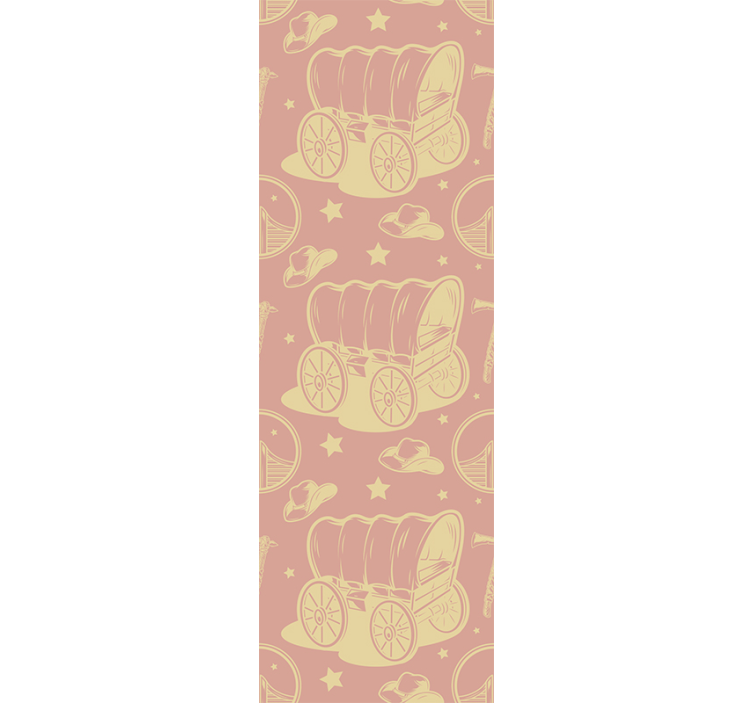 Papel pintado infantil vaquero y carretas - TenVinilo