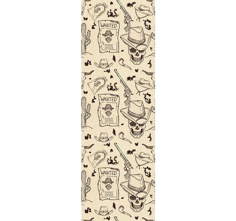Papel pintado vintage se busca diseño de calavera de vaquero - TenVinilo