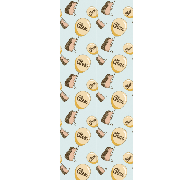 Papel pintado infantil erizos con globos y nombre - TenVinilo