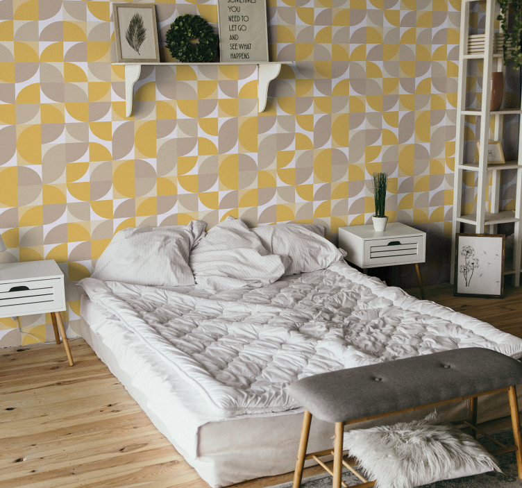 Papel pintado geométrico diseño de patrón circular - TenVinilo